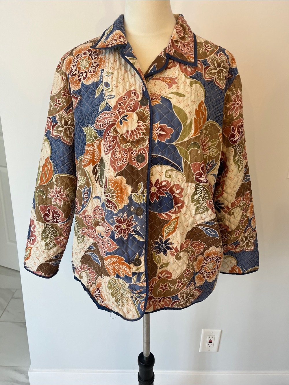 Alfred Dunner Quilted Patchwork Jacket - Orange, Green, Brown